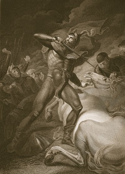 Das entschlossene Verhalten des Earl of Warwick vor der Schlacht von Towton, graviert von T. Holloway, Illustration aus David Humes 